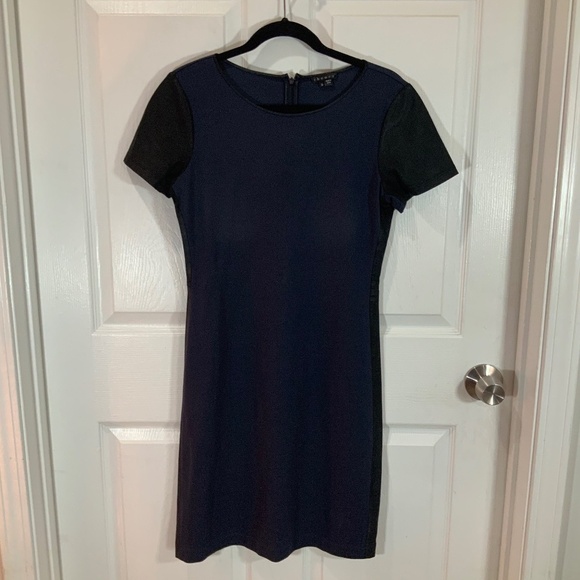 Theory Navy Lamb Black Trim Minimalist Dress Size 6 - Picture 9 of 9